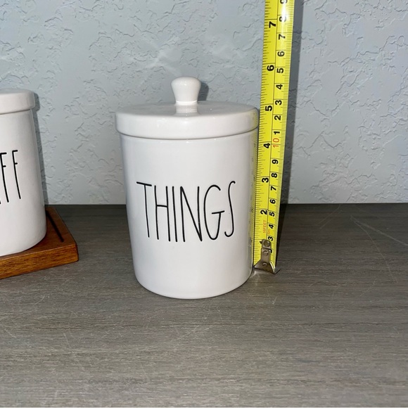 Rae Dunn THINGS and STUFF Canister Set with Wooden Tray - Picture 6 of 6